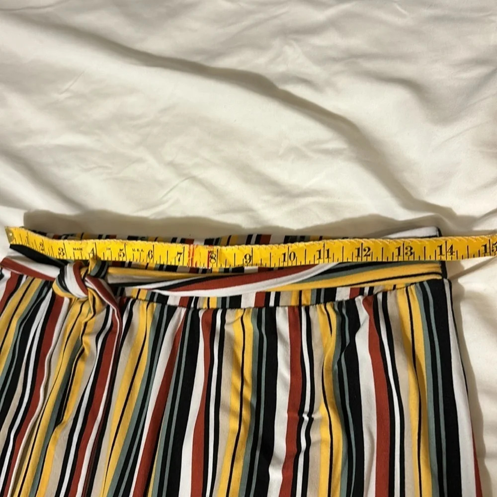 Women’s Wide Leg Pull On Stretch
Stripes Tie Belt Boho Pants - Picture 4 of 7